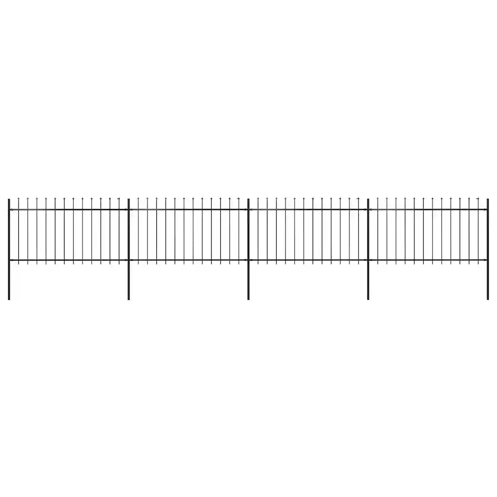 Recinzione da Giardino con Punta a Lancia in Acciaio 671x100 cm Nero 277614
