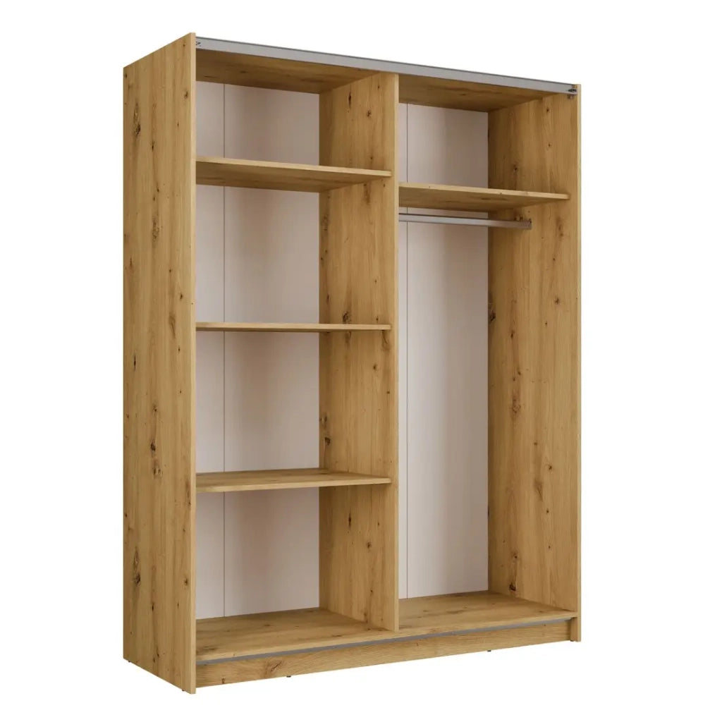 Armadio VARIA 2 porte scorrevoli con specchio in quercia e nero 150 cm