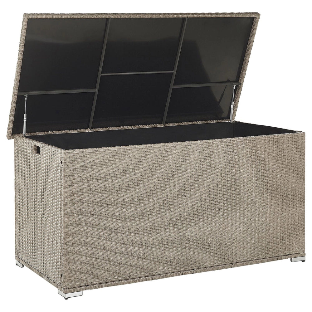 Cesta baule portaoggetti per esterni Cuscino da giardino in finto rattan beige 155 x 75 cm