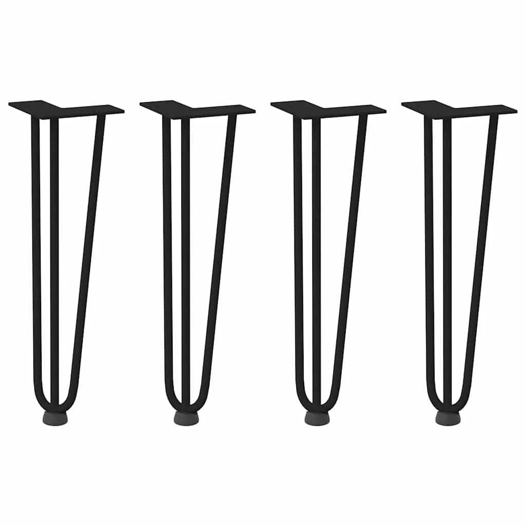 Set di 4 gambe a forcina per tavolino da caffè da 42 cm design moderno con piedini regolabili acciaio nero massiccio 02_0056739