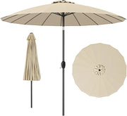 Ombrellone da Giardino 260 cm, Inclinazione Regolabile con 18 Stecche, Tettuccio Ventilato, Ombrellone Pighevole con Manovella, per Giardino Spiaggia
