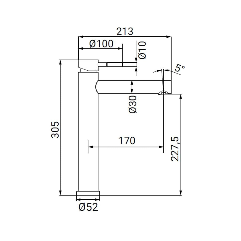 Miscelatore lavabo alto in acciaio spazzolato - Serie Antea