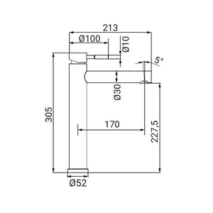 Miscelatore lavabo alto in acciaio spazzolato - Serie Antea