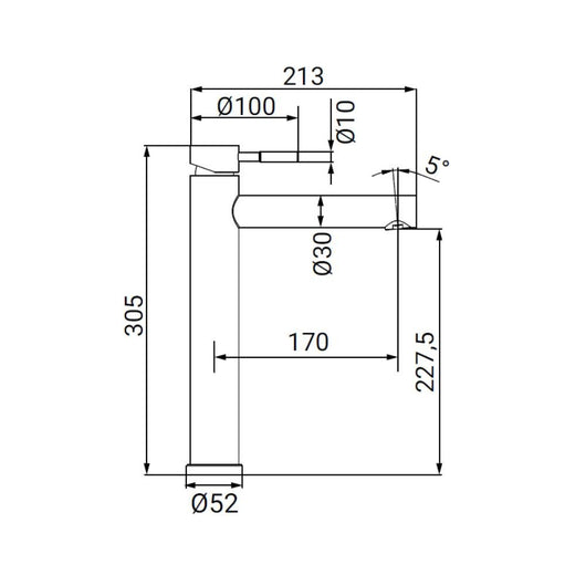 Miscelatore lavabo alto in acciaio spazzolato - Serie Antea