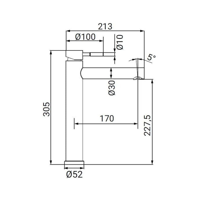Miscelatore lavabo alto in acciaio spazzolato - Serie Antea