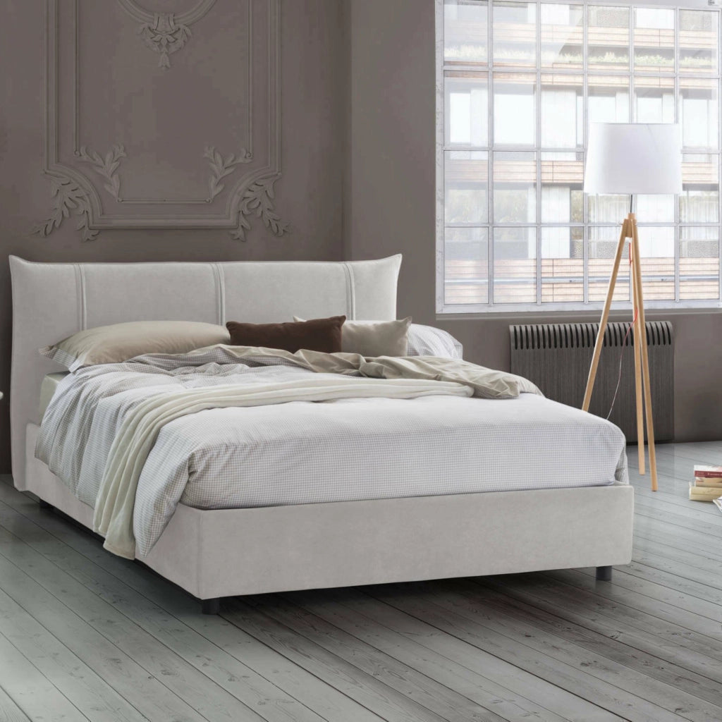 Letto Matrimoniale Geras, Letto Matrimoniale Materasso Incluso Made in Italy, Bianco