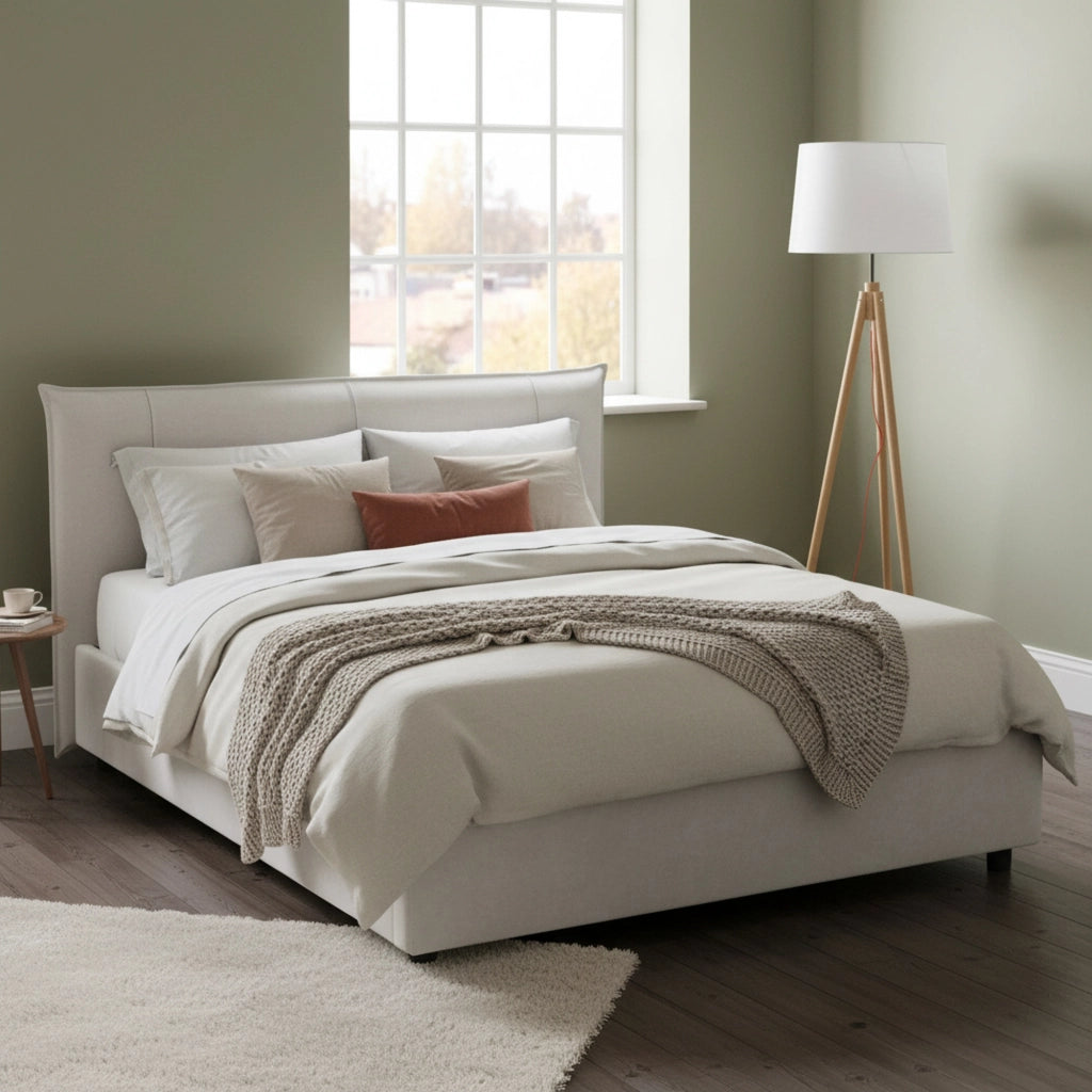 Letto Matrimoniale Geras, Letto Matrimoniale Materasso Incluso Made in Italy, Bianco
