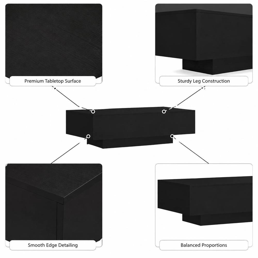 Coffee Table Black 100x49.5x31 Cm Wood Material
