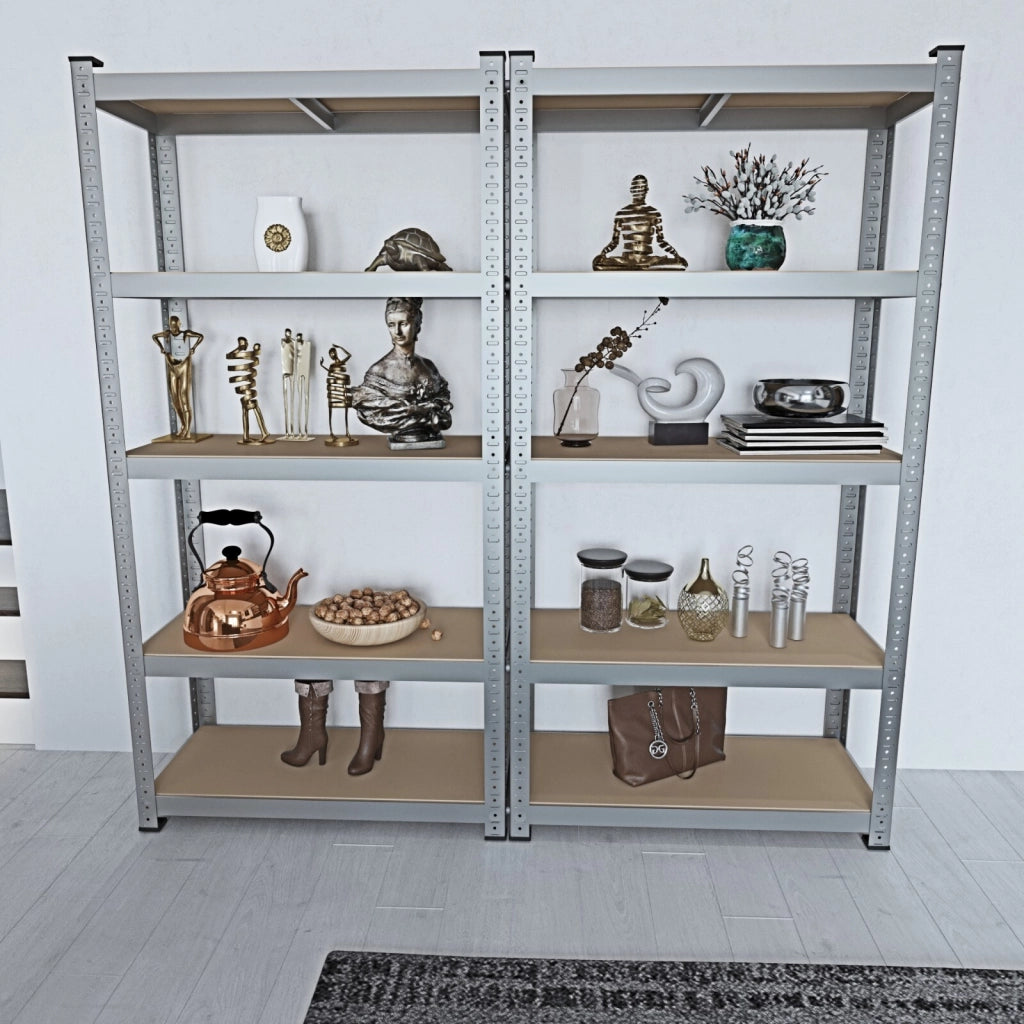2 Scaffali In Metallo E MDF Ad Alta Portata Fino A 875 Kg Con 5 Ripiani Regolabili Ideali Per Garage Officina Cantina Capannone Magazzino Struttura Modulare 180 X 90 X 40 Cm