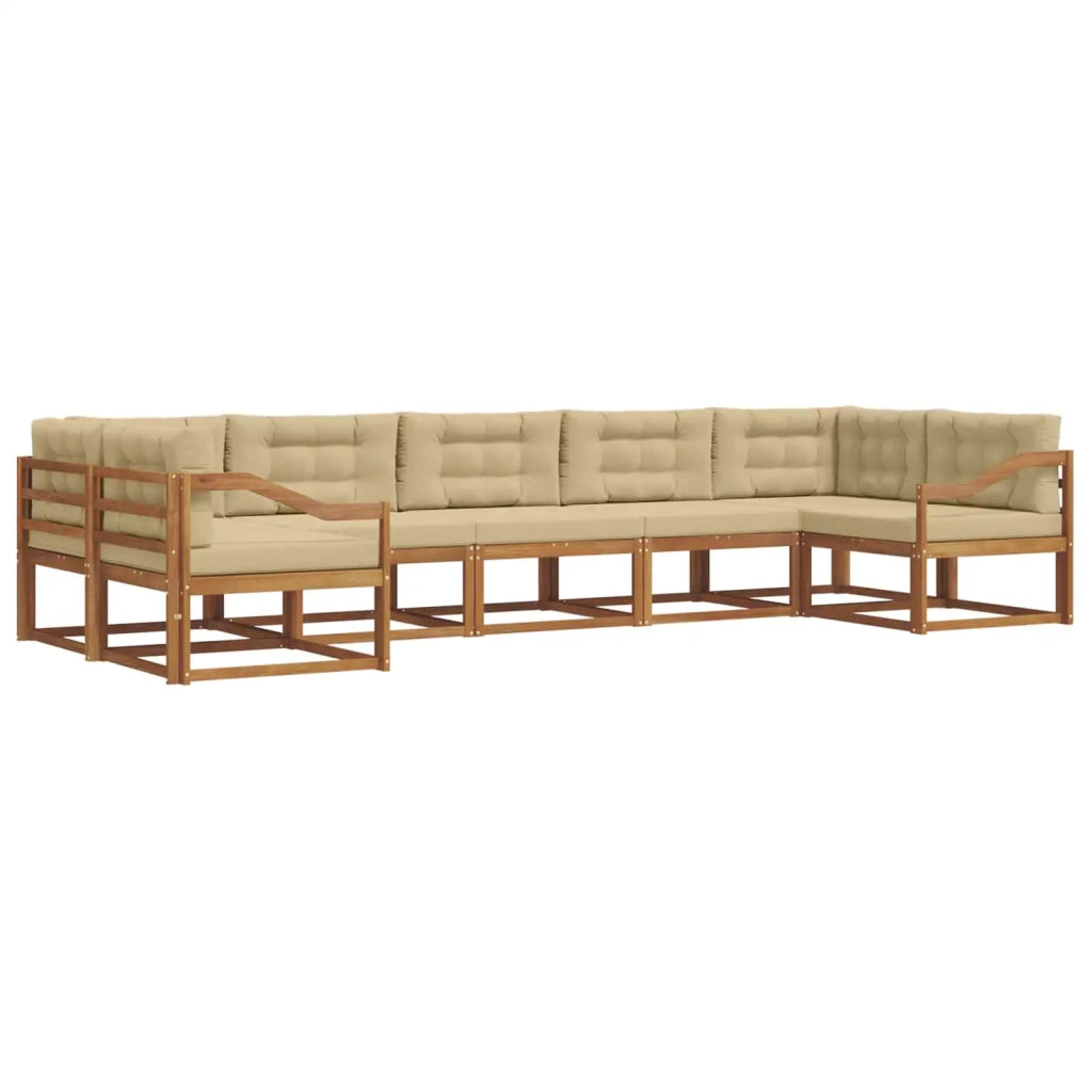 Set di divani da esterno con cuscino 7 pcs Naturale e Beige 3368121