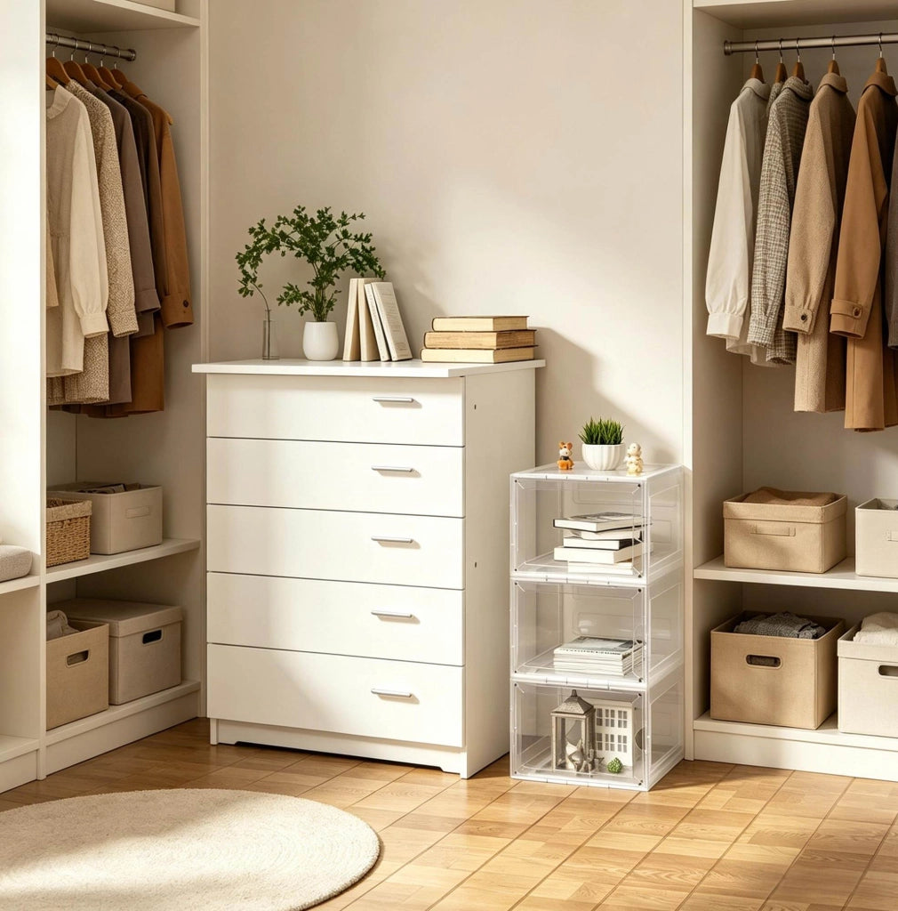 Set di 3 scatole trasparenti impilabili per scarpe in ABS e PP