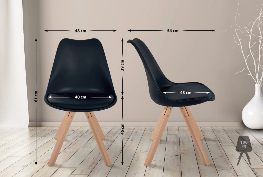 Sedia Sofia in plastica nero,natura (quadrato)
