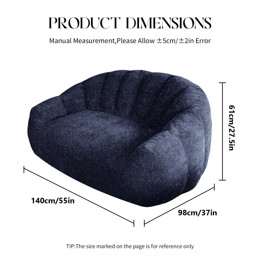 Pouf poltrona sacco con seduta ampia design ergonomico per soggiorno camera da letto e zona relax in flanella blu