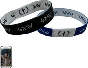 Due Bracciali Cristiani con Testo Biblico Motivo di Pace Nero con NFC Bibbia - Ispirazione Giornaliera e Donne Devote - Multicolore XL 2 pezzi