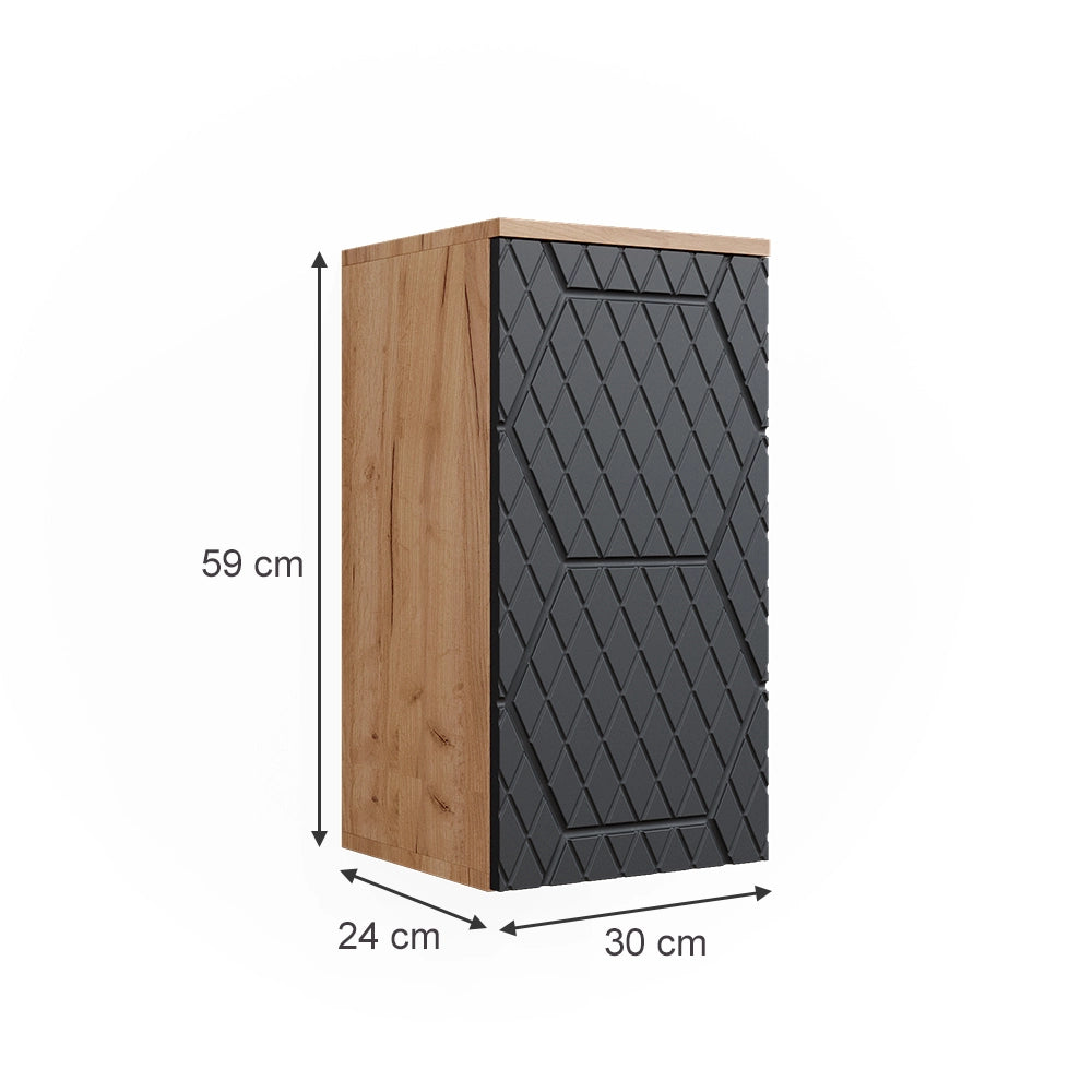 Vicco Mobile da bagno Antracite con struttura a nido d'ape 30 x 59 cm 2 scomparti, bagno