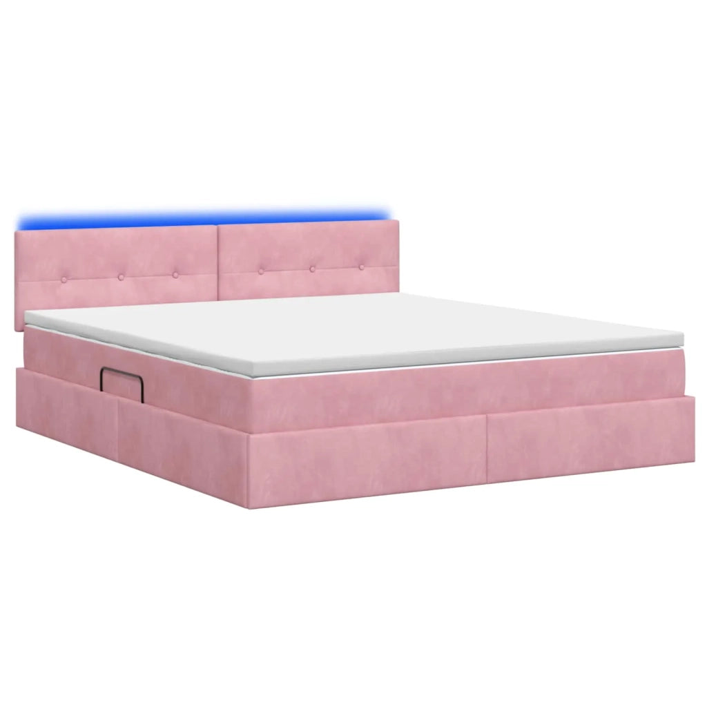 Letto con contenitore LED e materasso Rosa 180 x 200 cm Velluto 3459269