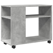 Tavolino | Tavolo laterale con Ruote Grigio Cemento 70x35x60 cm in Truciolato