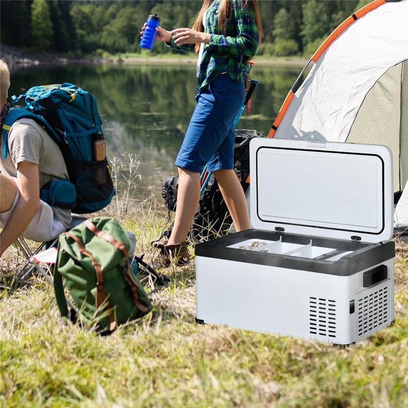 MAURY'S FRIGO PORTATILE ELETTRICO A COMPRESSORE 20L CON MANIGLIA E SCHERMO LCD, FRIGORIFERO PICCOLO DA 12/24V DC E 110/240V AC, PER AUTO E CAMION OKX