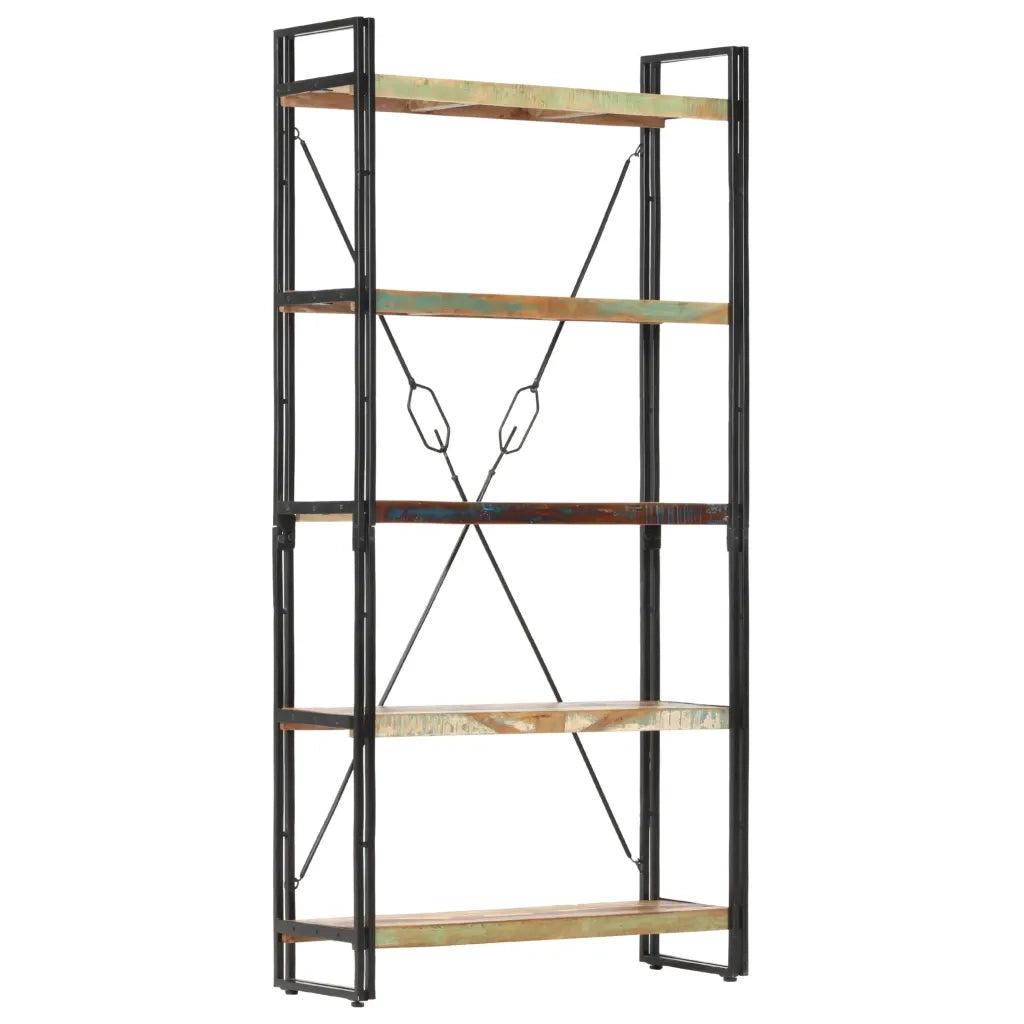 Libreria a 5 Ripiani 90x30x180 cm in Legno Massello di Recupero 286584