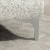 Divano Componibile 4 Pezzi con Poggiapiedi e Cuscini, in Tessuto effetto Ciniglia, 313x149x88 cm, Bianco Crema