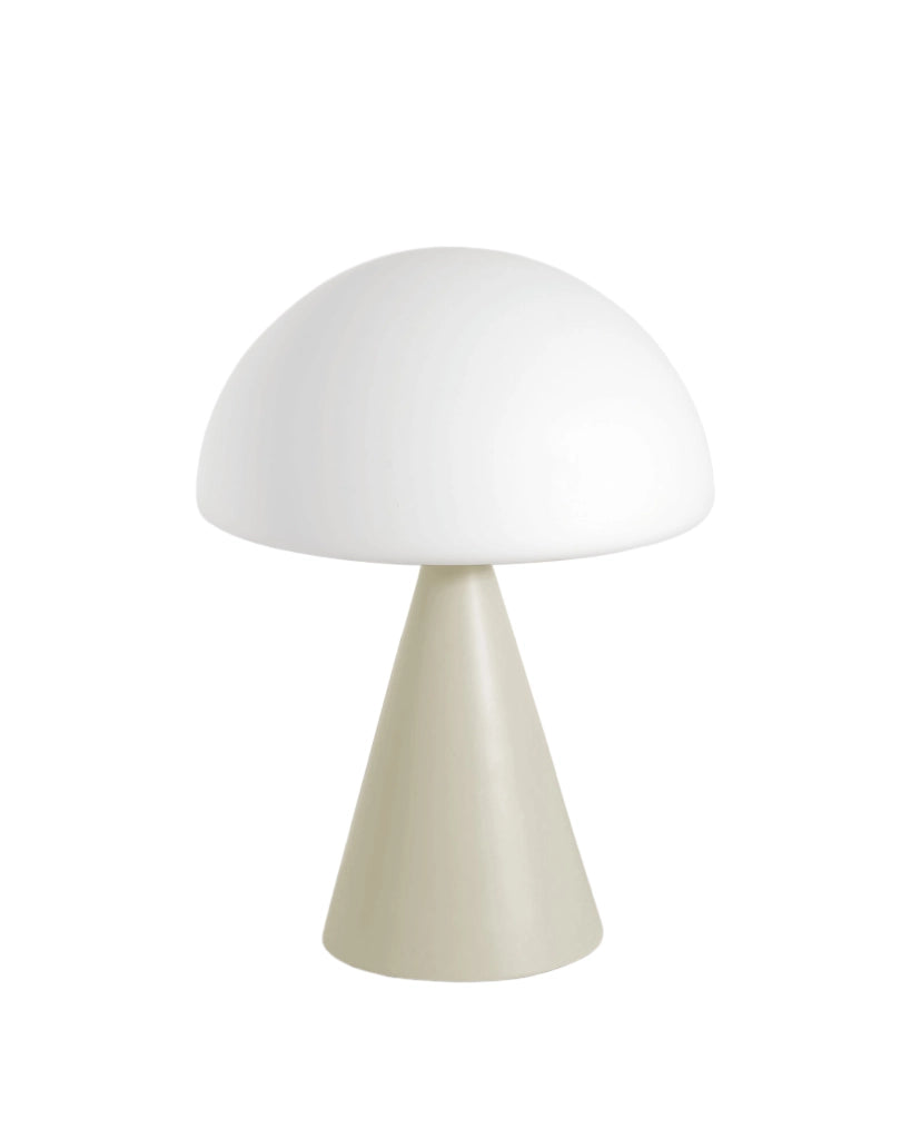 Lampada da Tavolo Blip LED 7W con Regolazione al Tocco e Tecnologia CCT 2700K-4000K, Struttura in Metallo e Vetro Soffiato, Colore Sabbia - Blip
