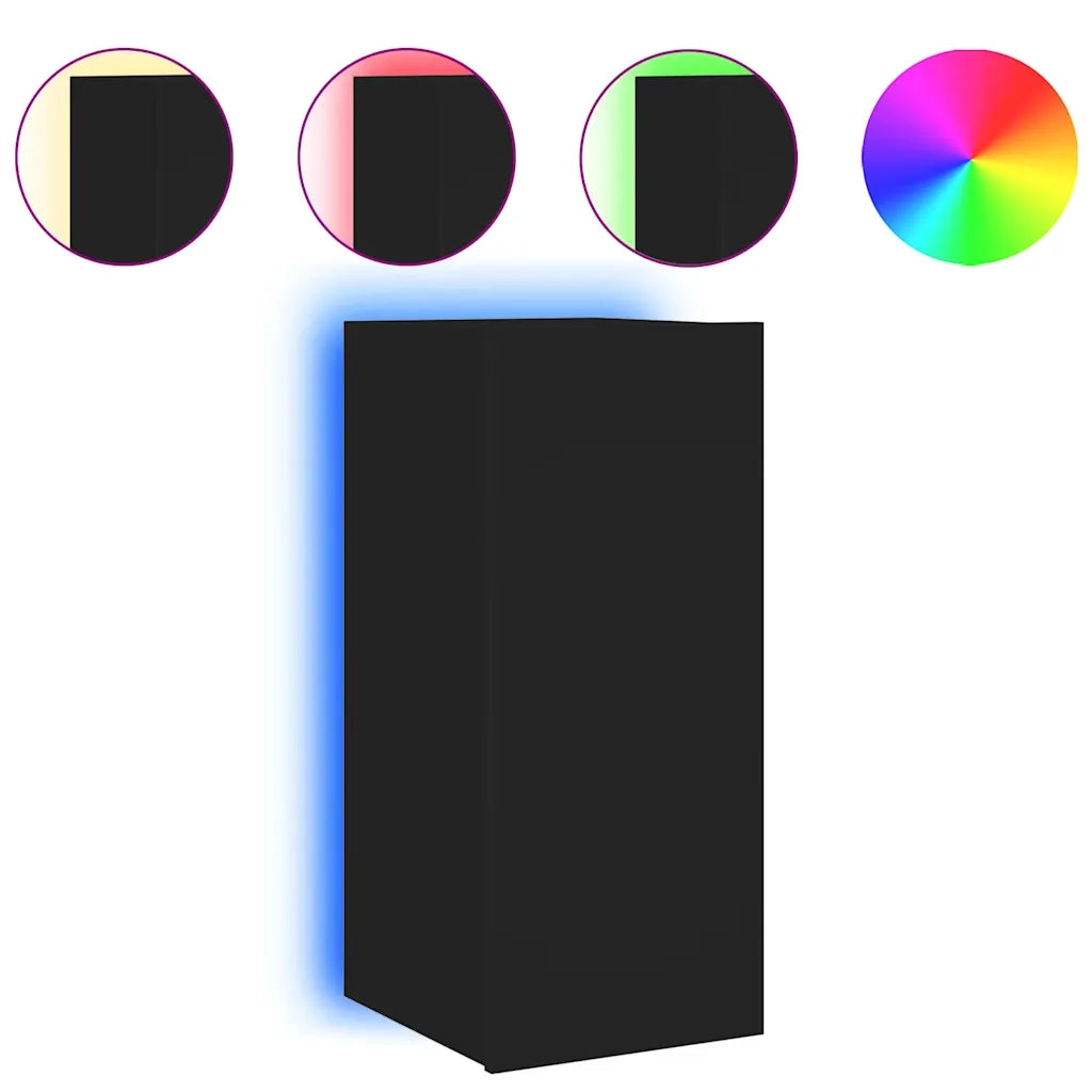 Mobile TV a Parete con Luci LED Nero 30,5x35x70 cm 837234