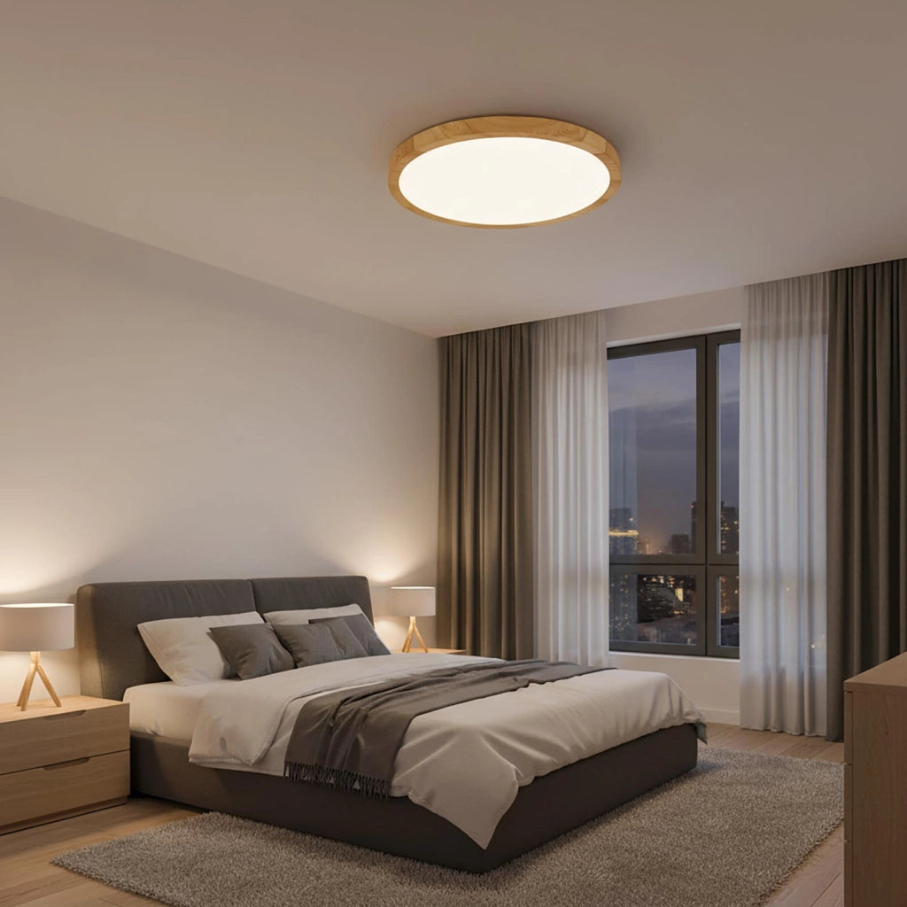 Plafoniera elegante design sottile effetto legno LED 45W CCT IP40 luce soffitto ristorante albergo sala ricevimento 60cm