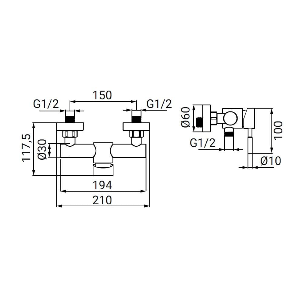 Miscelatore esterno doccia in acciaio spazzolato – Serie Antea