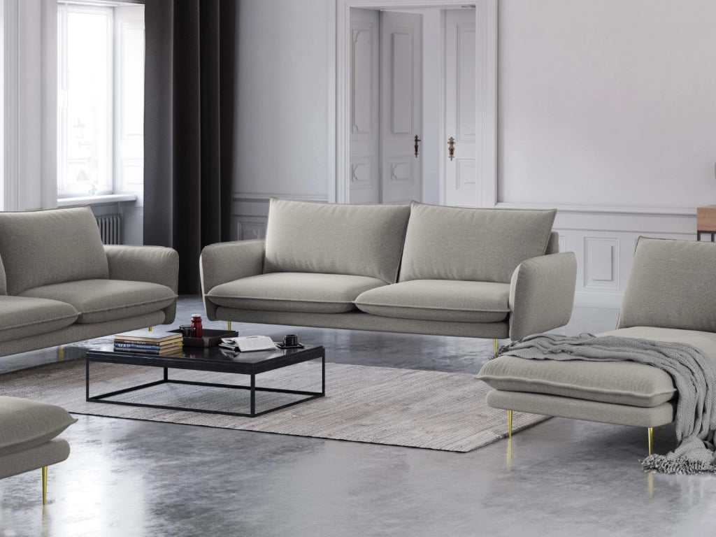 Cosmopolitan Design - Divano "Vienna" 4 posti in tessuto strutturato grigio chiaro 