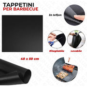Trade Shop - Set 6 Pz Tappetini In Teflon Per Griglia Barbecue 40x50cm Riutilizzabili 7823805 -