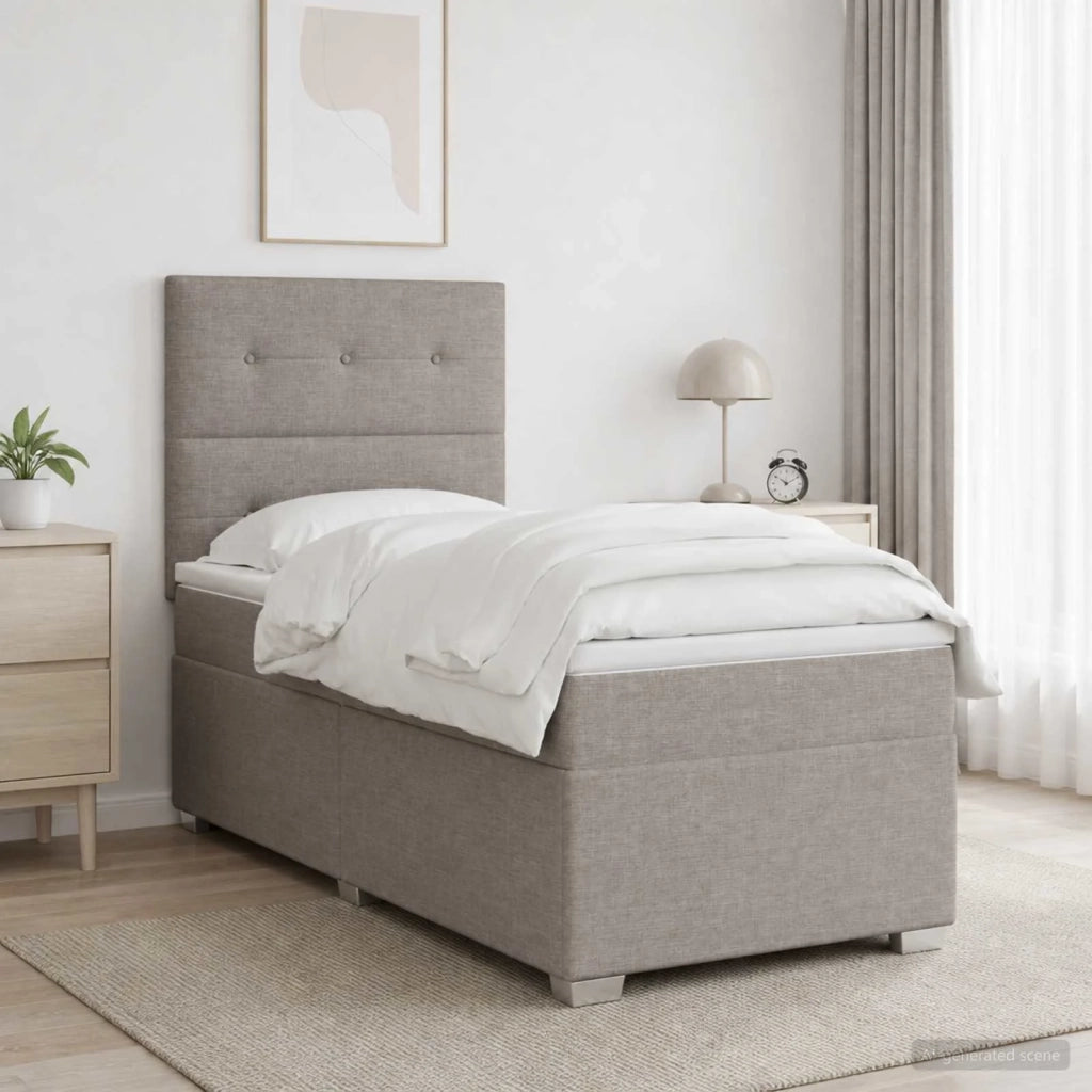 Letto box spring con materasso Tortora 90 x 190 cm Tessuto 3454765