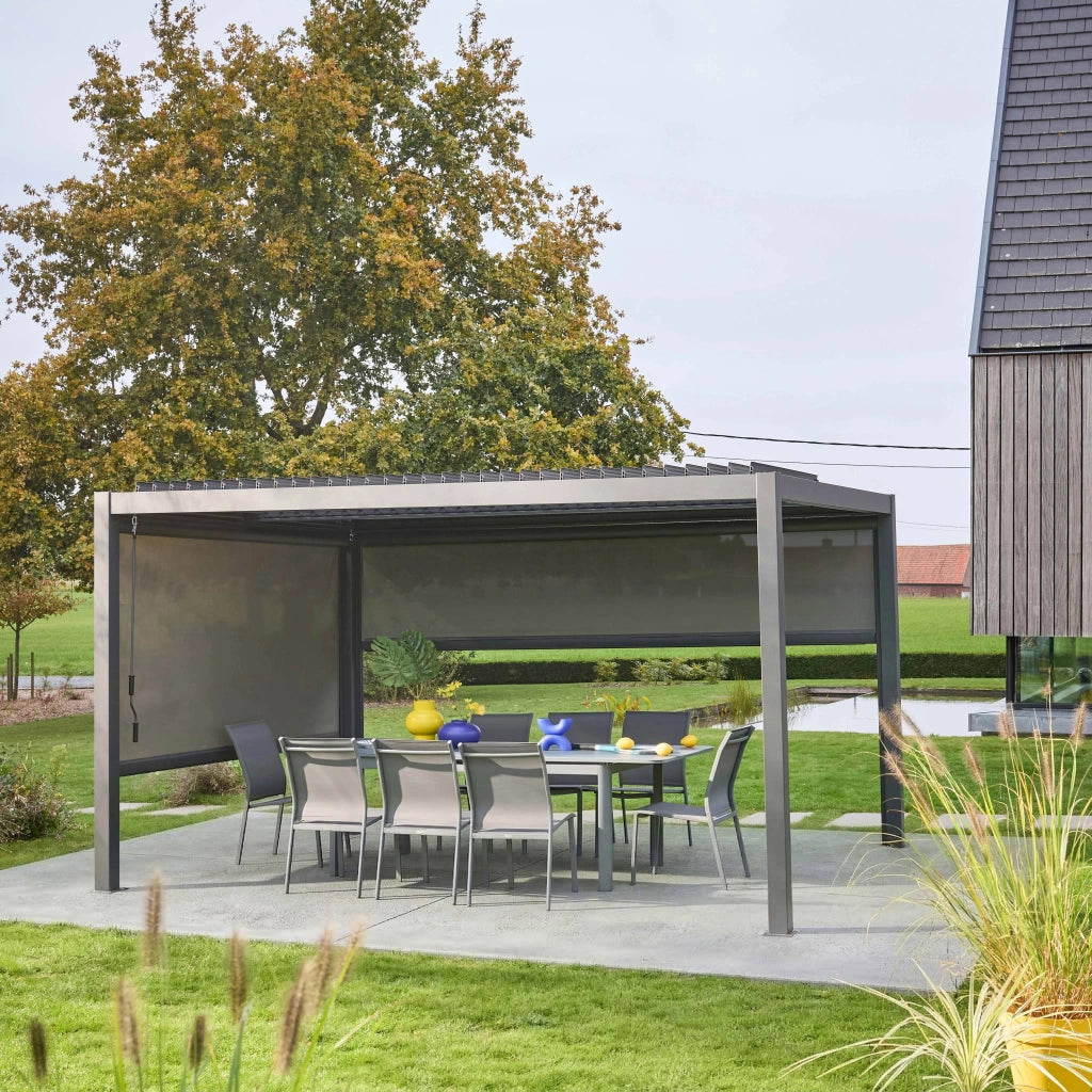 Pergola bioclimatica 3x4m con tenda da 3m + tenda da 4m i sweeek