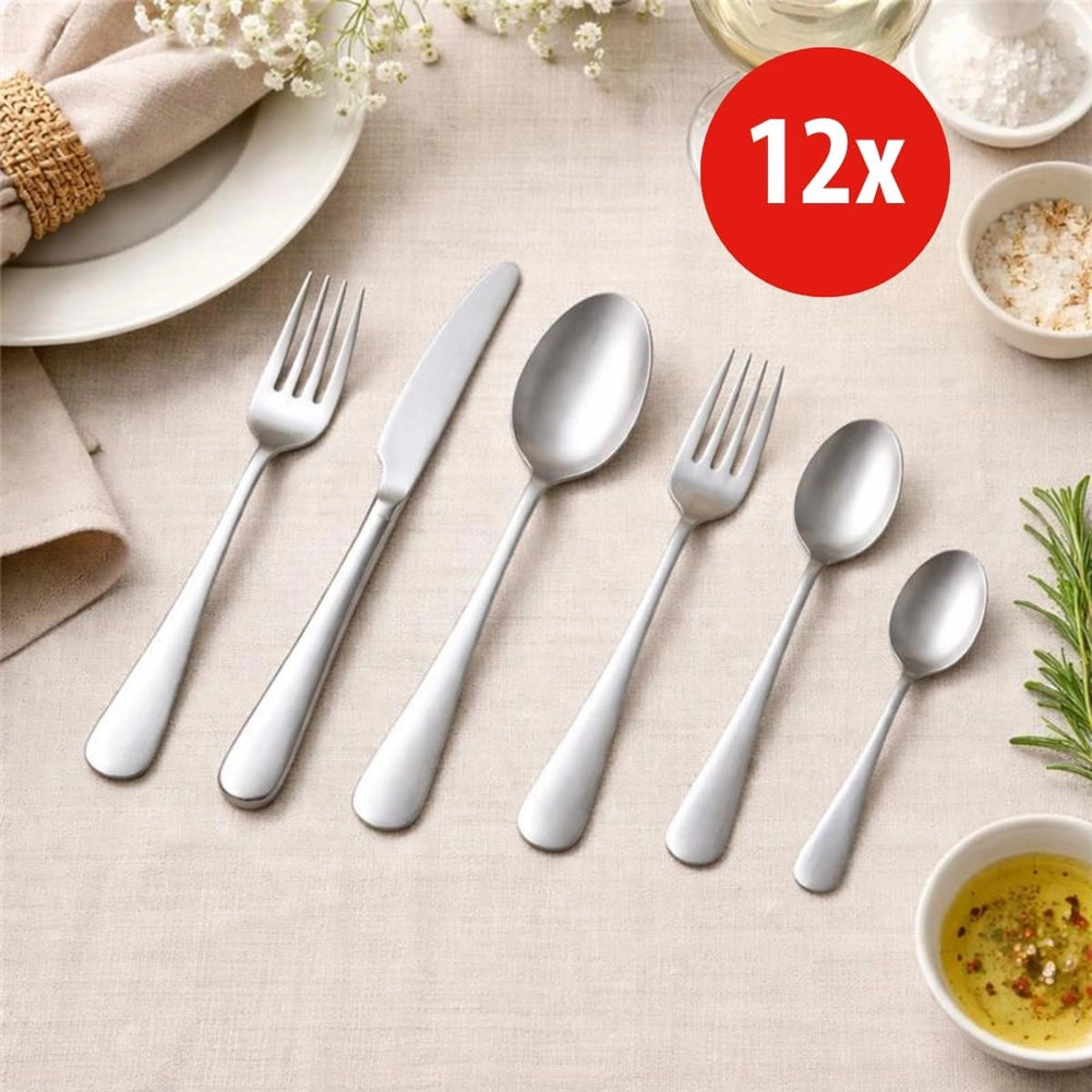 Set Posate 75Pz 12 Persone in Acciaio Inox Cucchiai Cucchiaini Forchette Coltelli