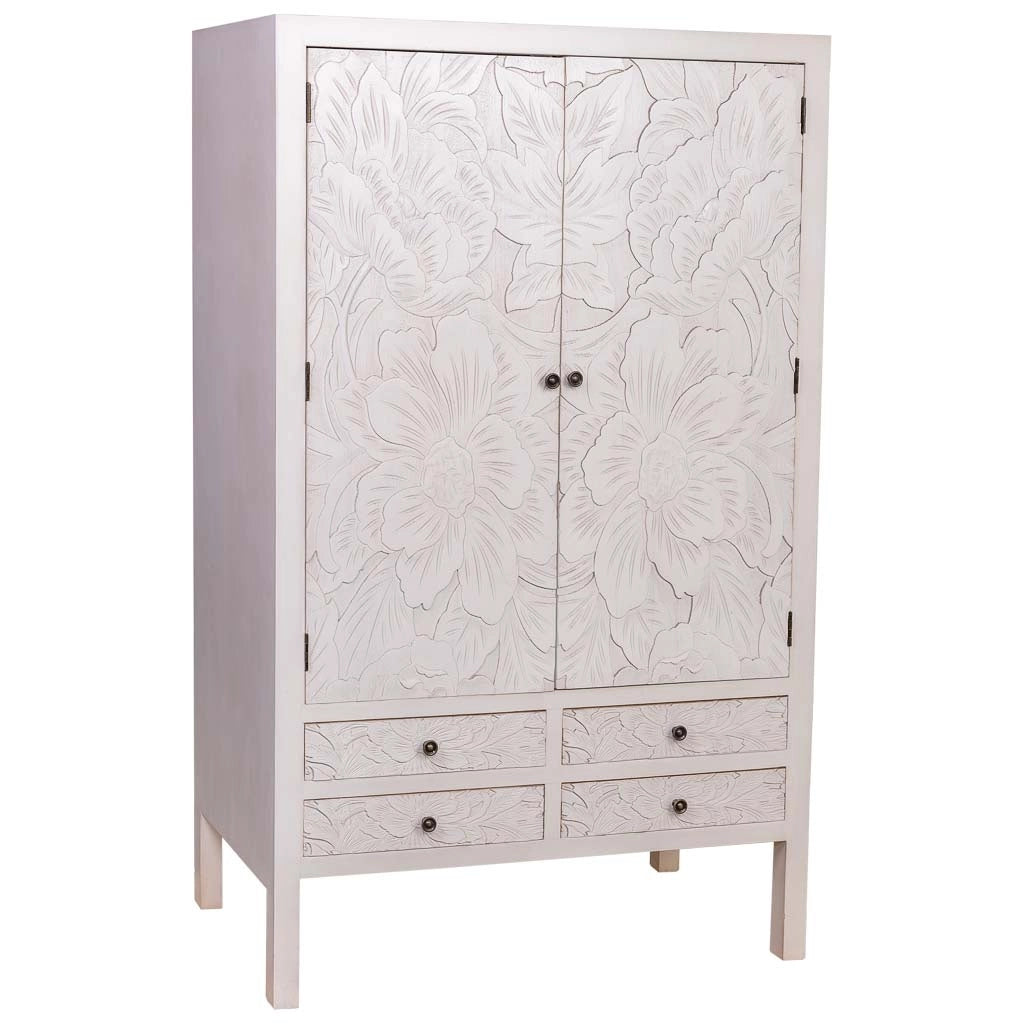 Armadio in legno con 4 cassetti e 2 porte 100x45x160