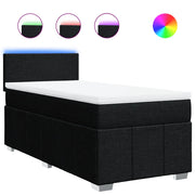 Letto singolo | Letto per adulti | Giroletto a Molle con Materasso Nero 90x190 cm in Tessuto