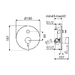 Miscelatore incasso doccia con deviatore in acciaio spazzolato - Serie Antea