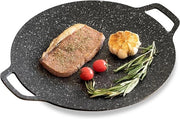 Piatto Grill a Fiamma Largo e Ronde per Fornelli a Gas/Barbecue - Anticarbonizzazione - Maniglie Doppie - Lega di Alluminio - 25cm