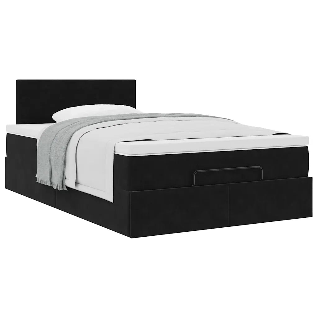 Struttura Letto Pouf con Materasso Nero 120x200 cm Velluto 3311695