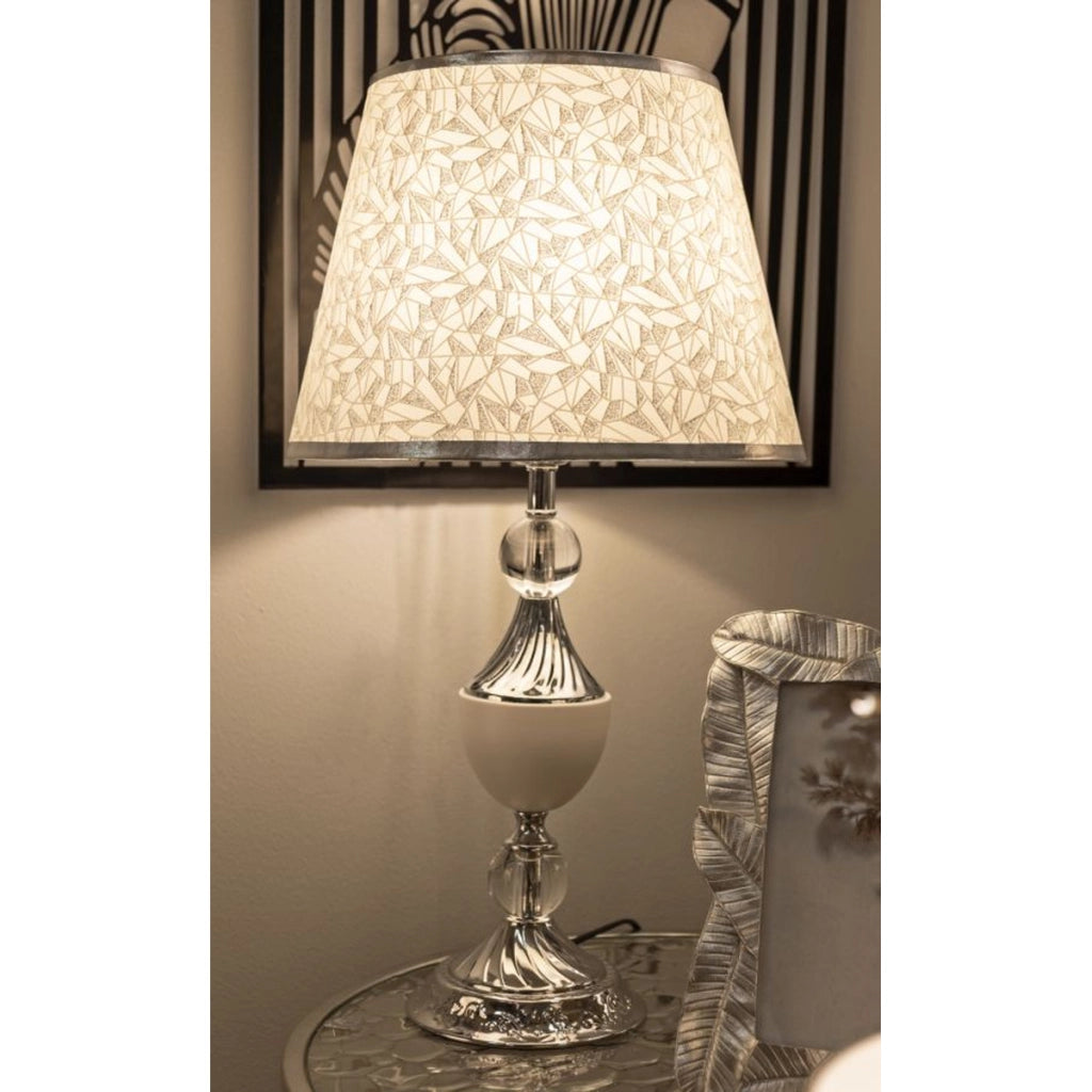 Lampada da Tavolo VKH907, Argento, Tessuto, 30x30x54 cm