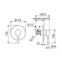 Miscelatore incasso doccia in acciaio spazzolato - Serie Antea
