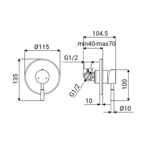 Miscelatore incasso doccia in acciaio spazzolato - Serie Antea