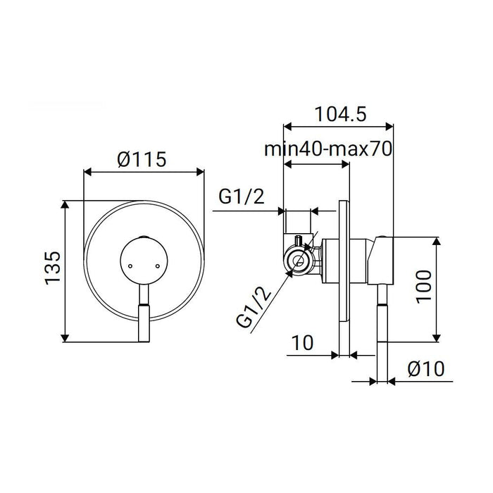Miscelatore incasso doccia in acciaio spazzolato - Serie Antea