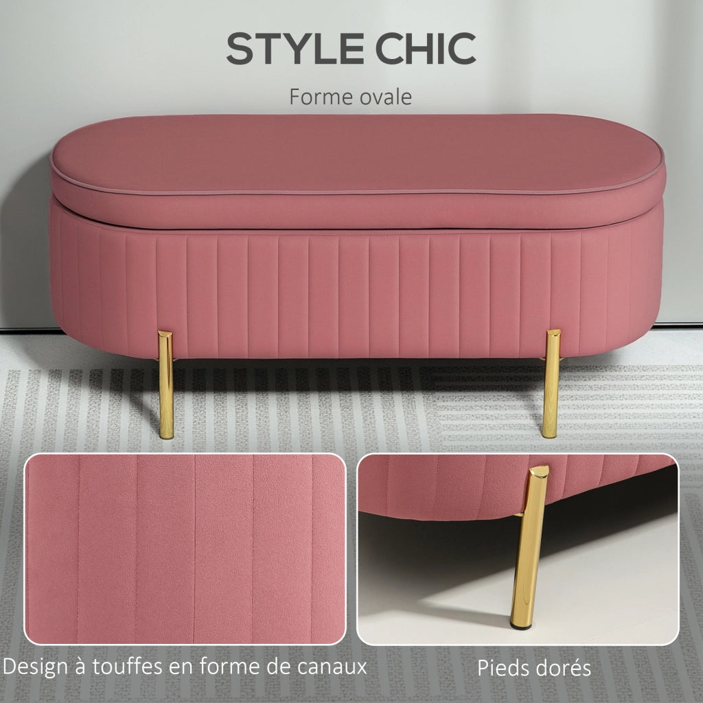 Pouf contenitore in velluto con coperchio ¨C Xylo ¨C 108x44x43,5cm rosa