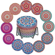 12 Sostegni per Diamond Painting con Standard in Metallo | 12 Sostegni in Legno | Inclusi Diamanti e Strumenti | 29 pezzi (Mandala 02)