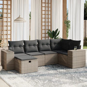 Set Divano da Giardino 6 pz con Cuscini Grigio in Polyrattan 3264416