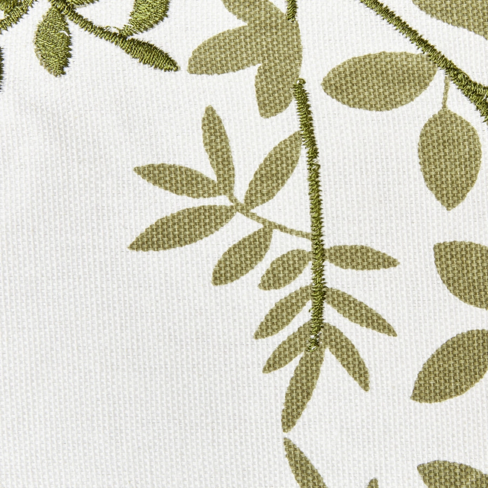 Set di 2 cuscini in cotone ricamati con motivo bianco e verde 30 x 50 cm morbida imbottitura