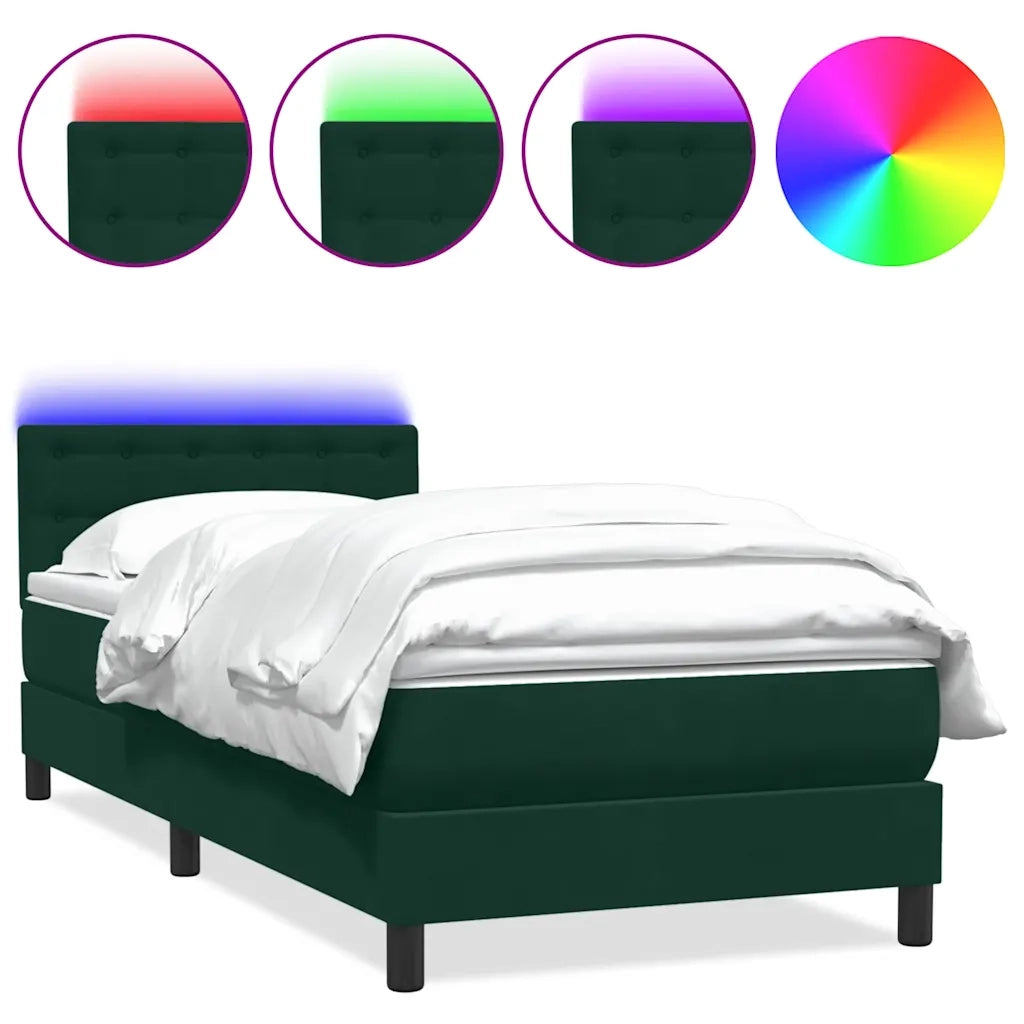 Giroletto a Molle con Materasso Verde Scuro 80x220 cm Velluto