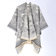 Nuovo scialle con orlo diviso, sciarpa/mantella in cashmere caldo jacquard a doppio lato, spessa