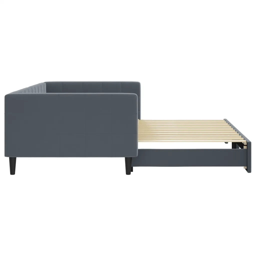 Divano Letto con Letto Estraibile Grigio Scuro 100x200 Velluto