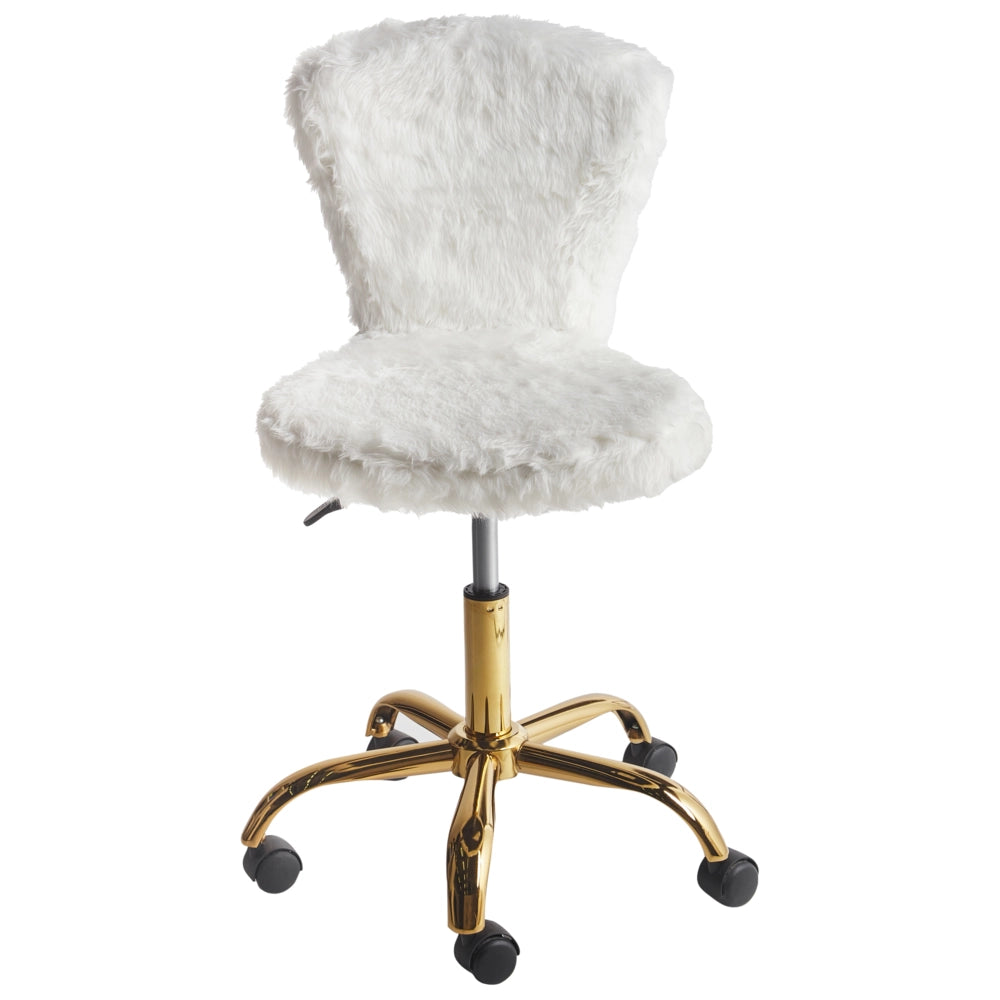 Sedia da ufficio girevole con altezza regolabile in pelle sintetica bianca stile elegante